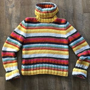 Multicolored Cowl Neck Sweater